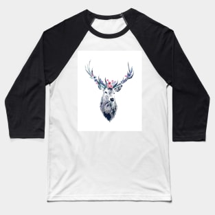 Pointillism (dotty) Deer with flower crown Baseball T-Shirt